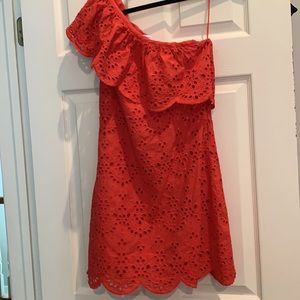 Cupcakes & Cashmere scalloped hem one shoulder dress